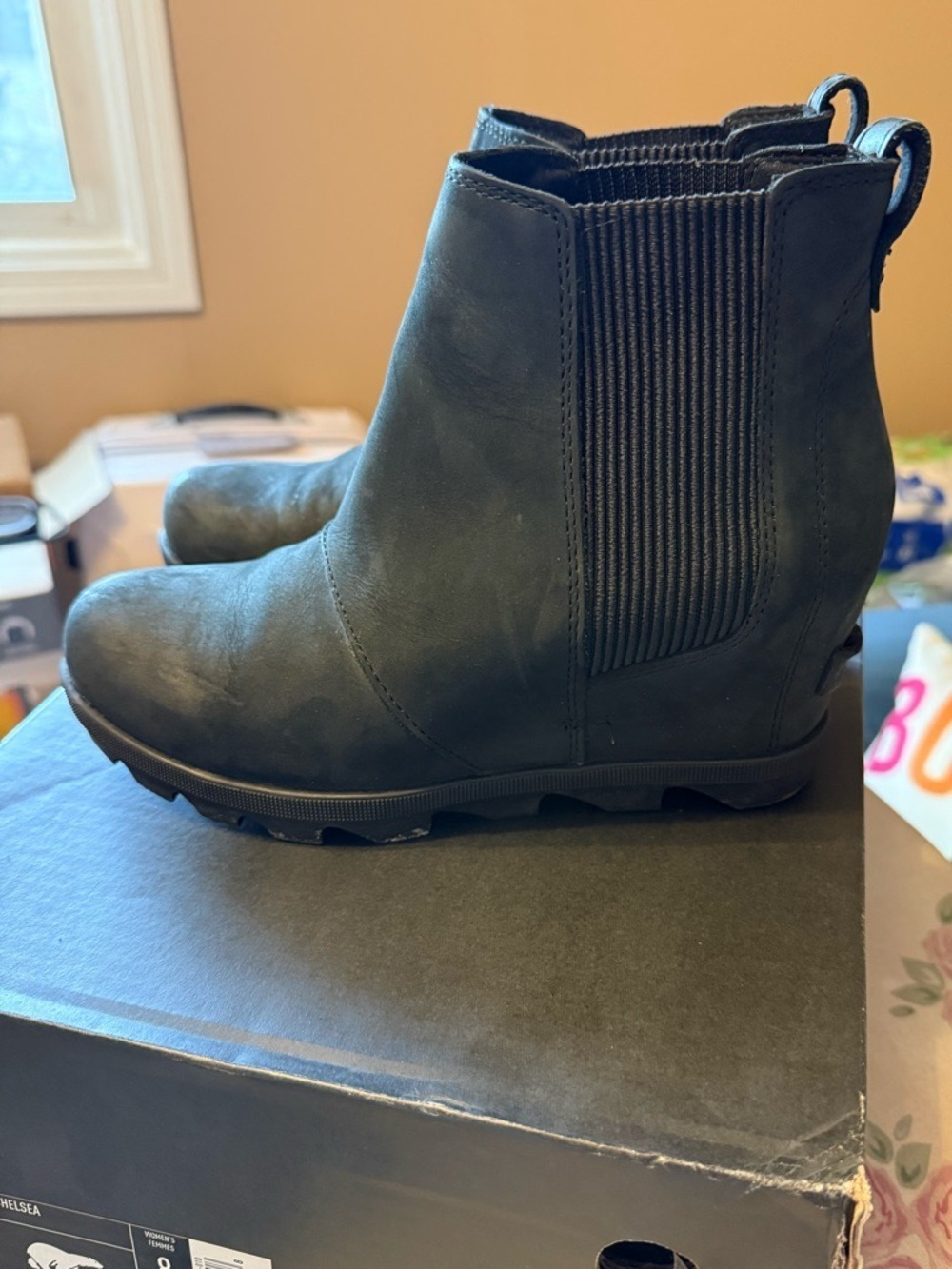 Sorel Black  Joan of Arctic Wedge II Chelsea Ankle Boots - Women's
